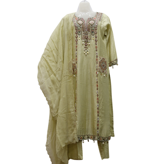 Hand Work Pista Beads Tissue Suit Set - Buy Online | M&Y Pehnava