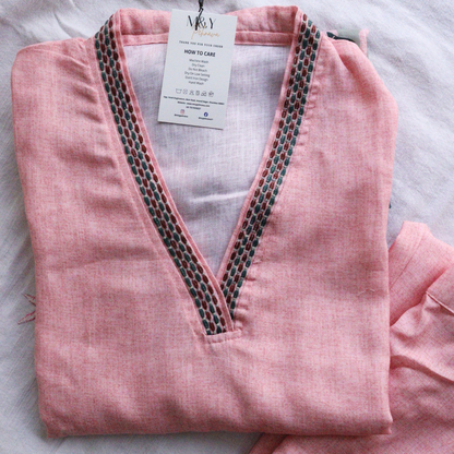 Pink V-Neck Co-Ord Set