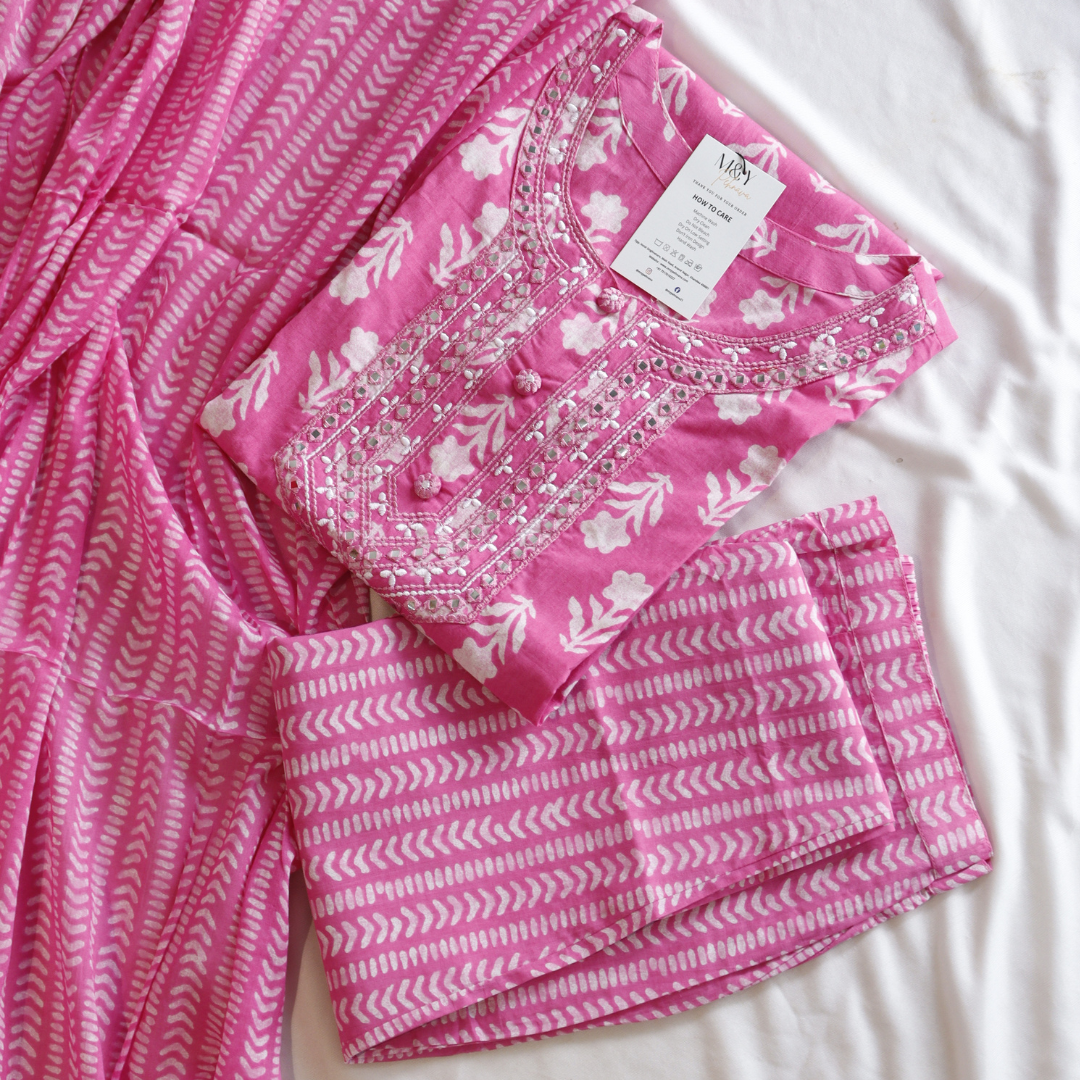 Pink Pure Cotton Suit Set