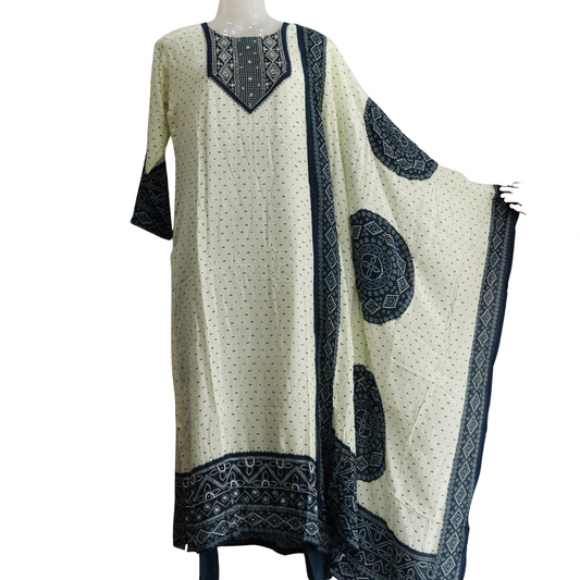 Pure Chinon Hand Work Bandhej Suit Set - Buy Online | M&Y Pehnava