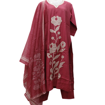 Maroon Thread Work Suit Set - Buy Online | M&Y Pehnava