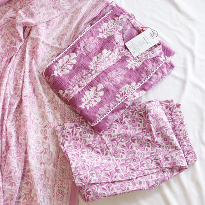 Mauve Pure Cotton Suit Set