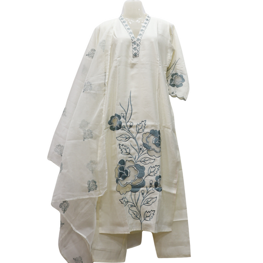 White Cut Work Suit Set - Buy Online | M&Y Pehnava