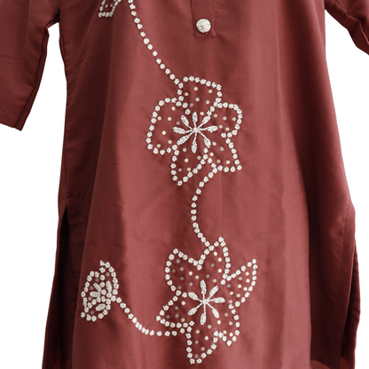 Women’s Silk Hand Work Brown Co-Ord Set for Festivals – Buy Online | M&Y Pehnava