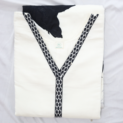 White & Black Hand Embroidered Suit Set
