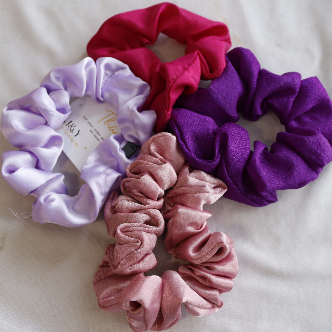 Shades Of Pink & Purple - Set Of 4 Scrunchies