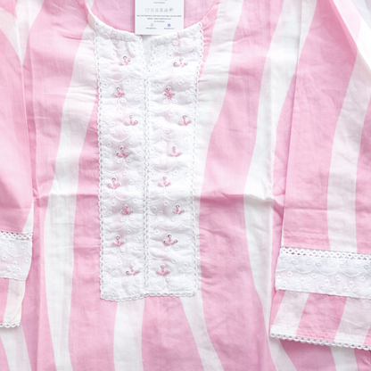 Baby Pink Pure Cotton Suit Set