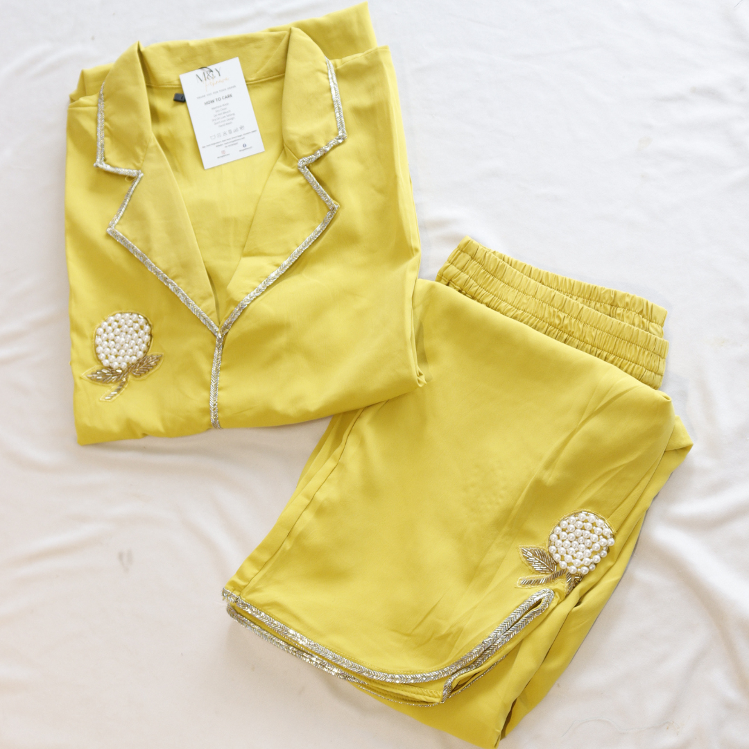 Lemon Yellow Pearl Work Co-Ord Set