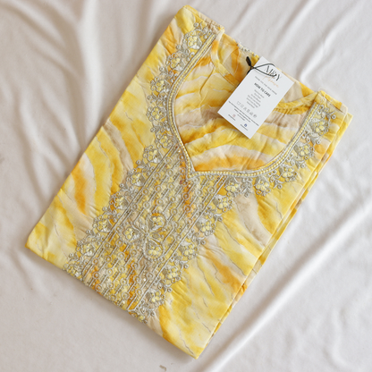 Yellow Leheriya Cotton Kurti