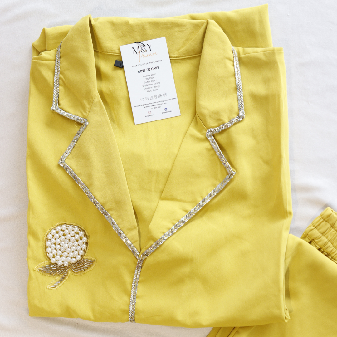 Lemon Yellow Pearl Work Co-Ord Set