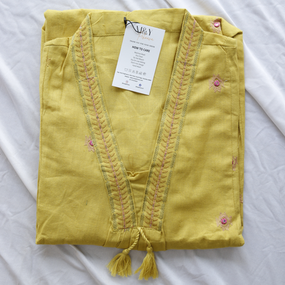 Mustard A-Line Pure Cotton Suit Set