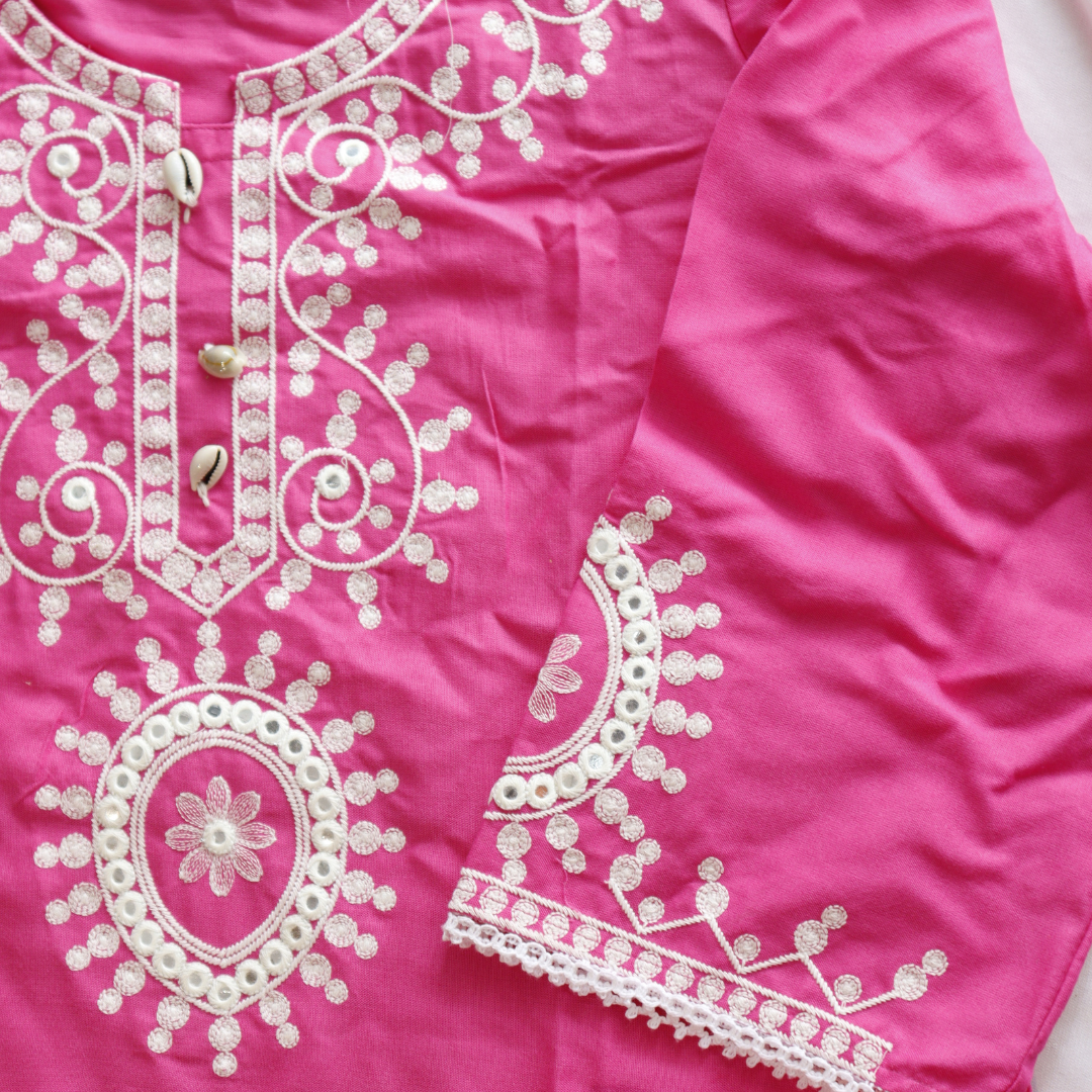 Embroidered Hot Pink Co-Ord Set