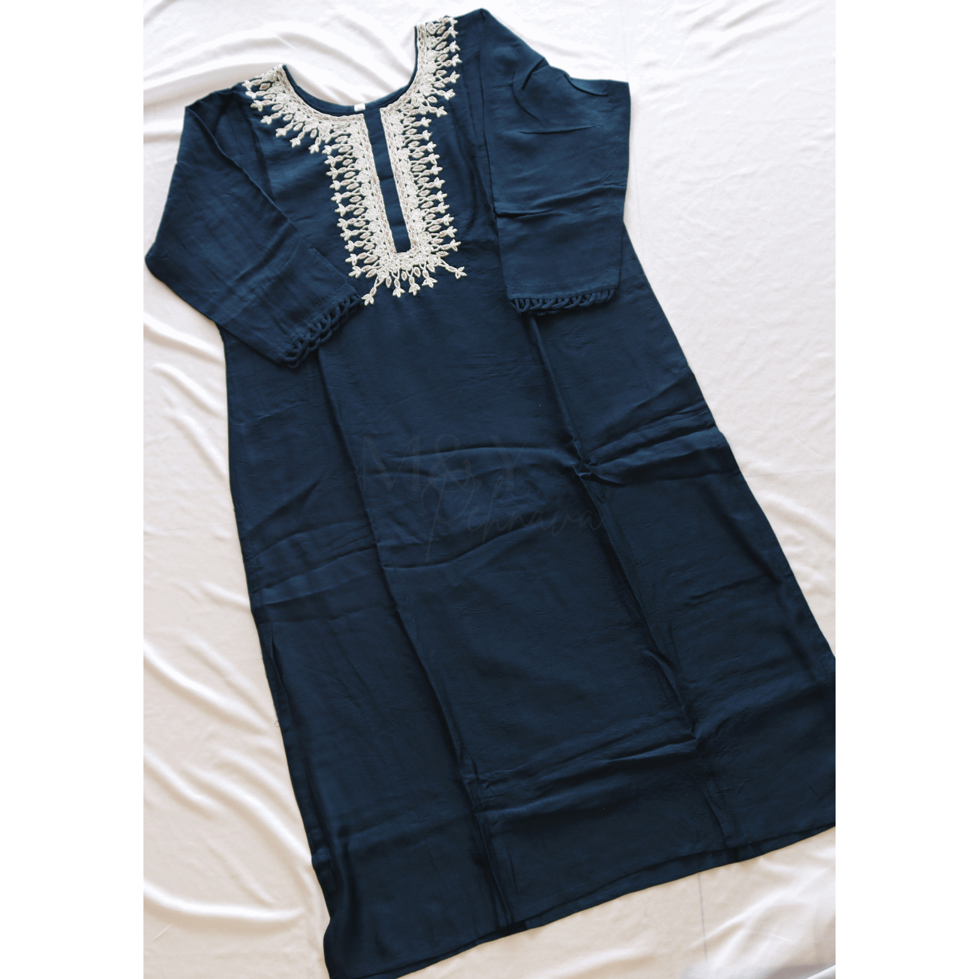 Navy Blue Beads Work Suit Set