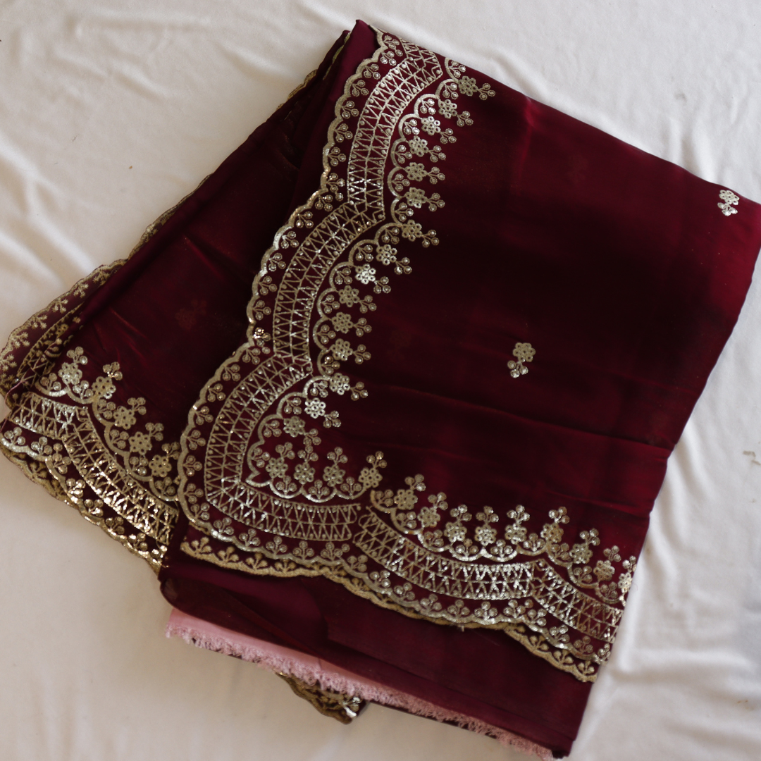 Crepe Cutwork Saree