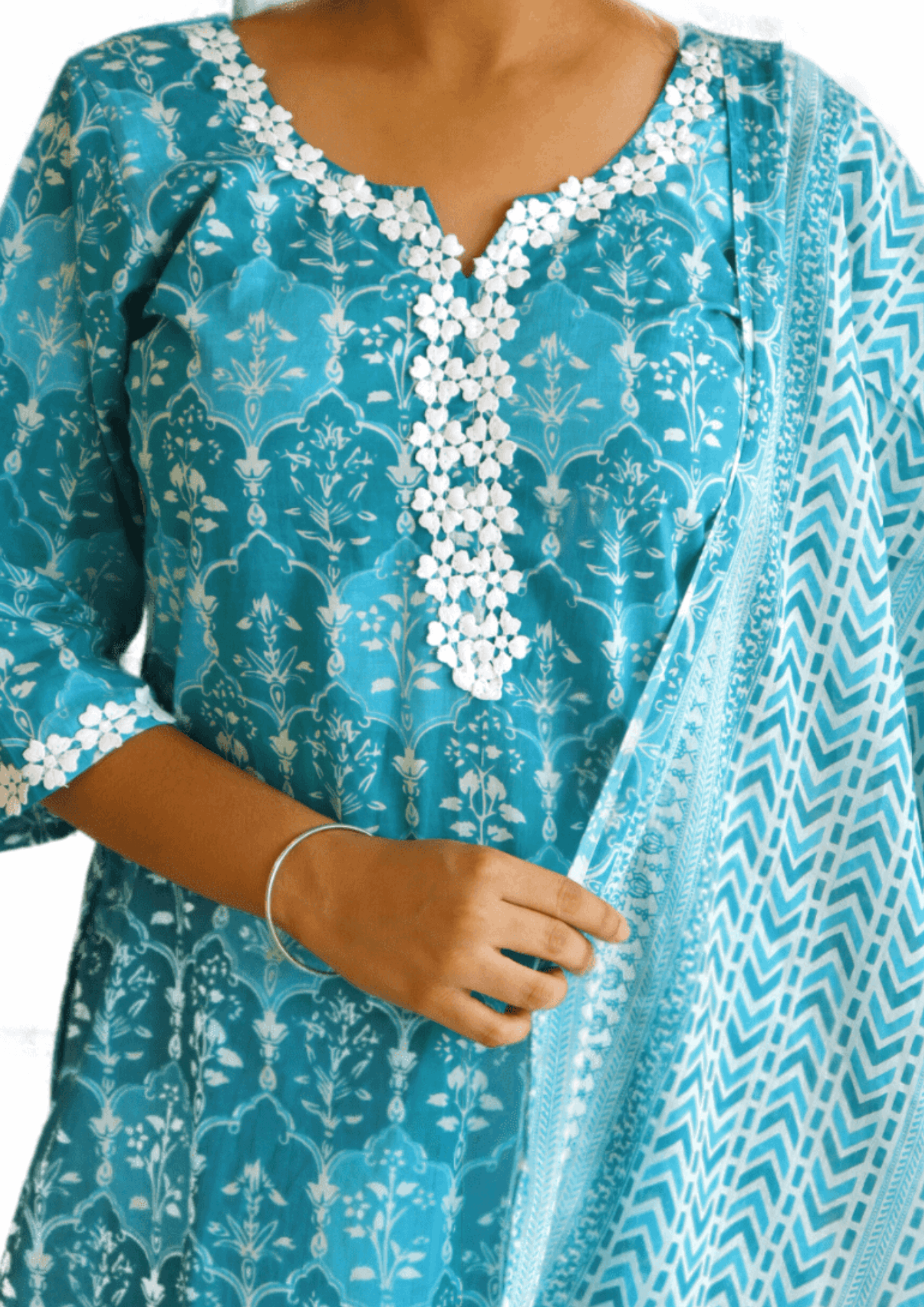 Hand Block Cotton Printed Kurti Dupatta Set