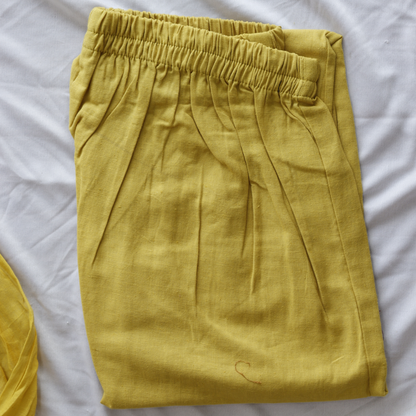Mustard A-Line Pure Cotton Suit Set