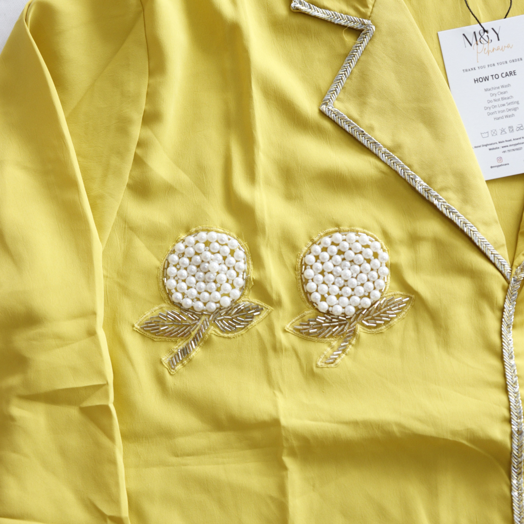 Lemon Yellow Pearl Work Co-Ord Set