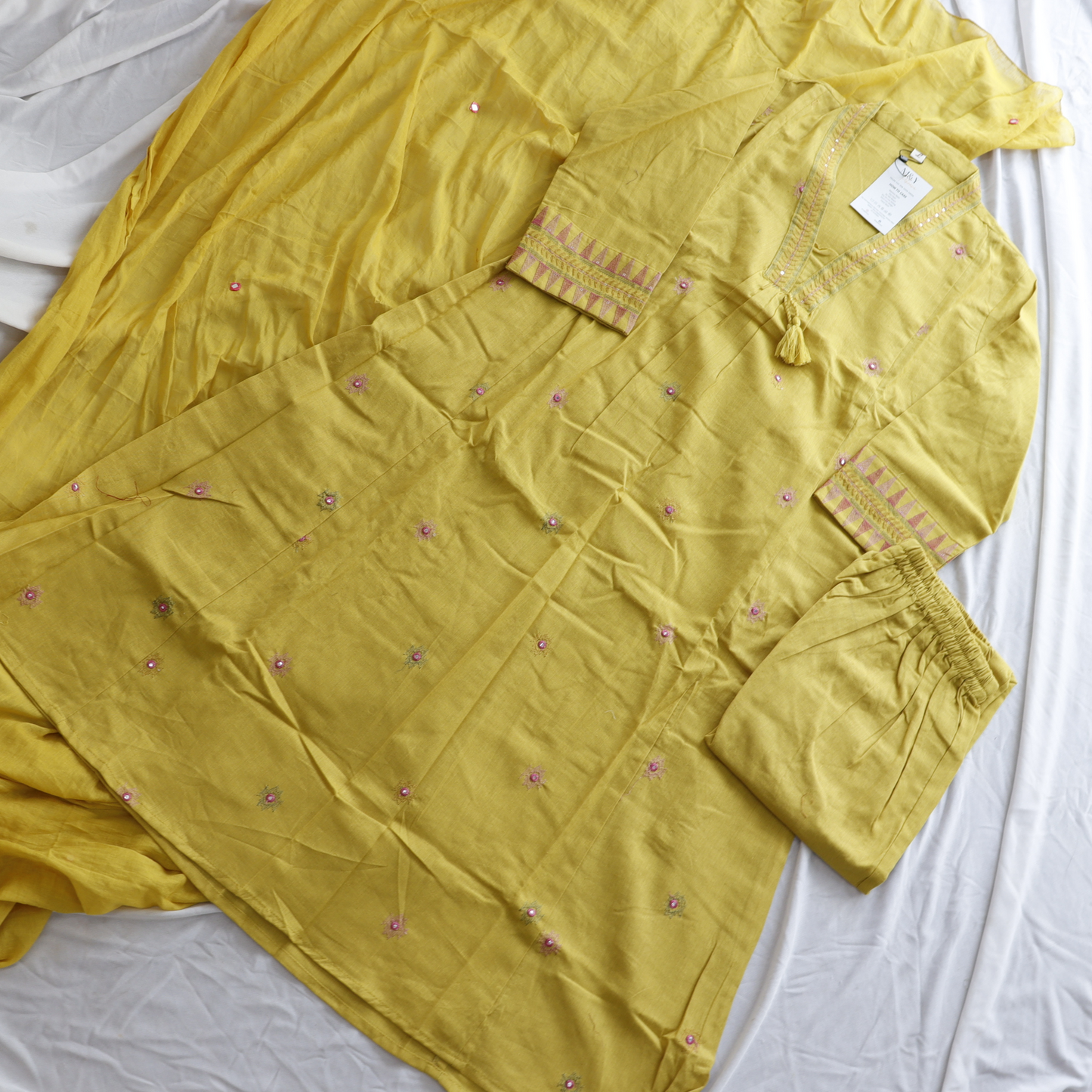 Mustard A-Line Pure Cotton Suit Set