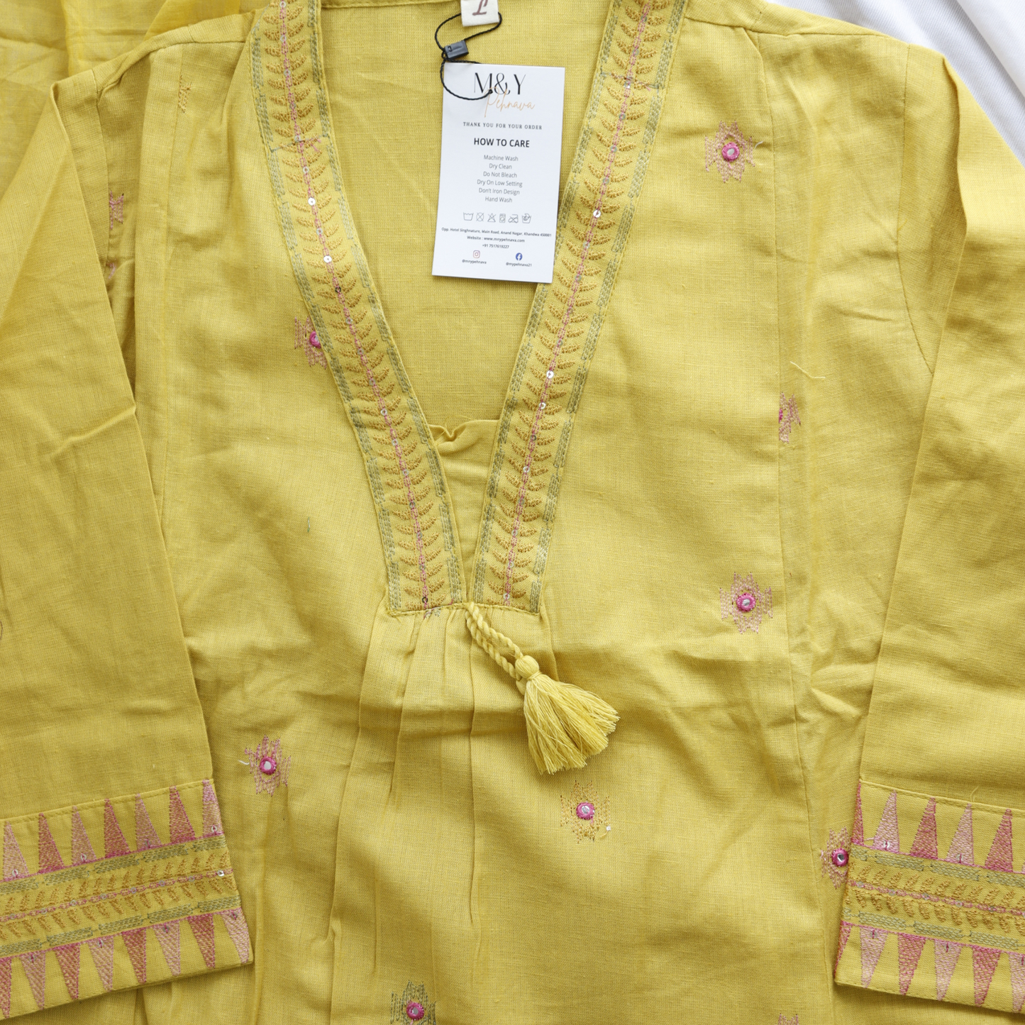 Mustard A-Line Pure Cotton Suit Set