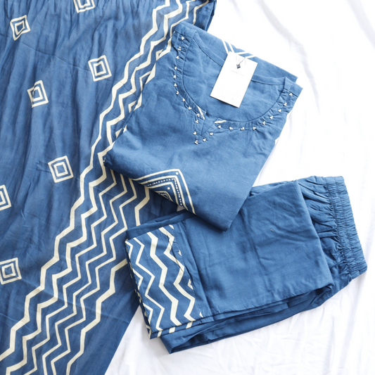 Blue Beads Work Suit Set