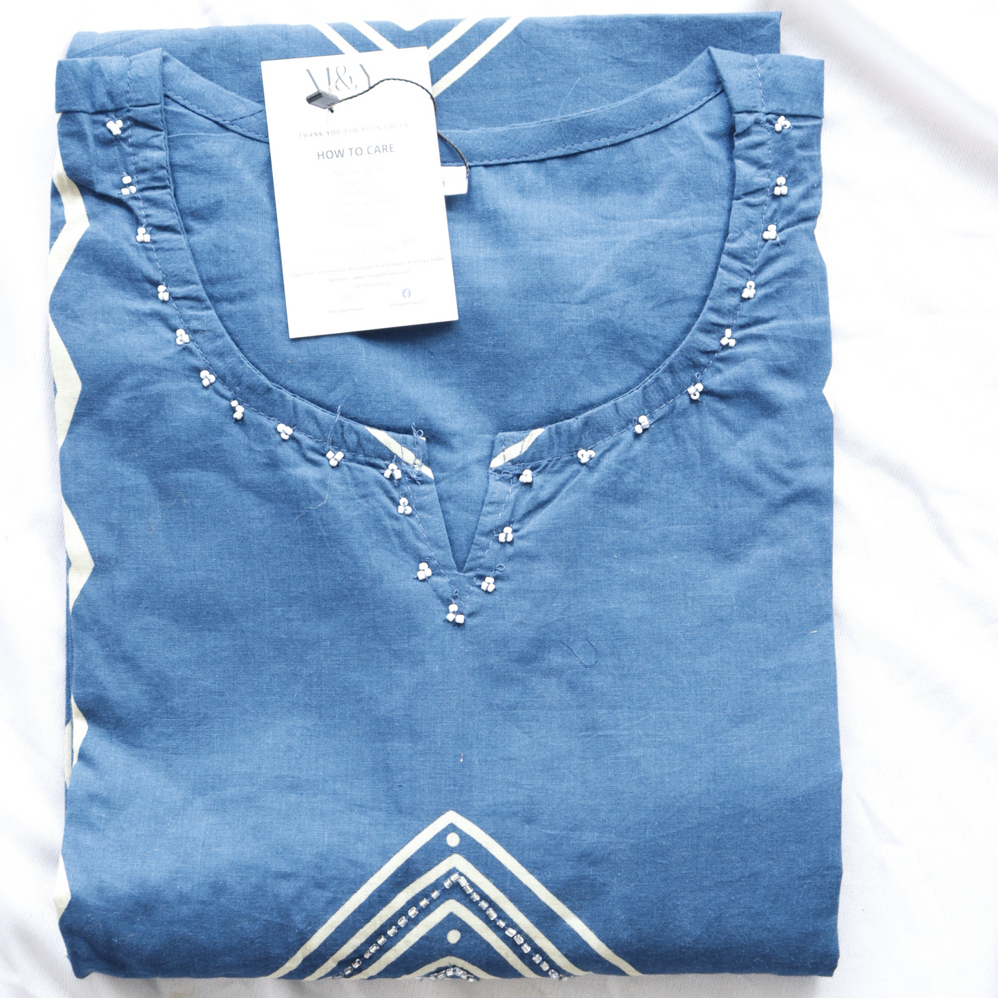 Blue Beads Work Suit Set