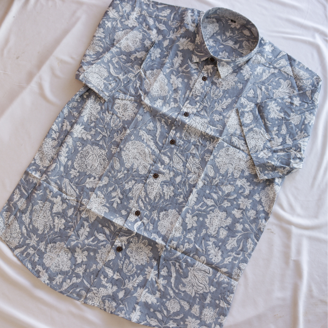 Printed Short Sleeve Cotton Shirt