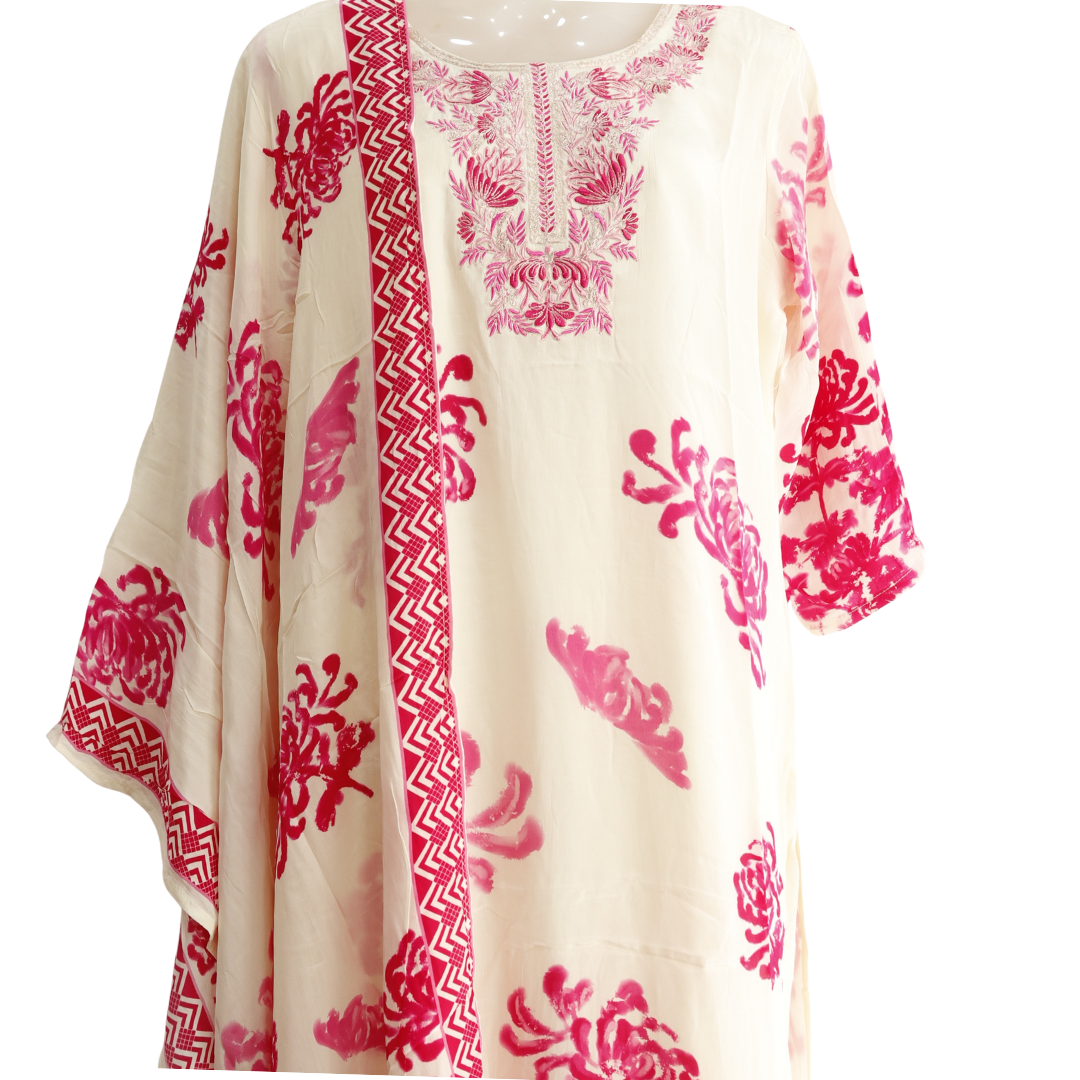 Pure Chinon Hand Brush Painted Suit Set for Women | Ethnic Wear Online – M&Y Pehnava