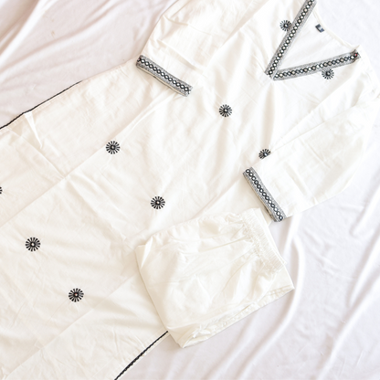 Embroidered Thread Work White Co-Ord Set