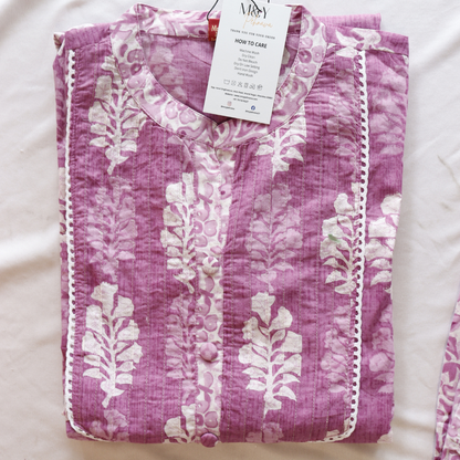 Mauve Pure Cotton Suit Set