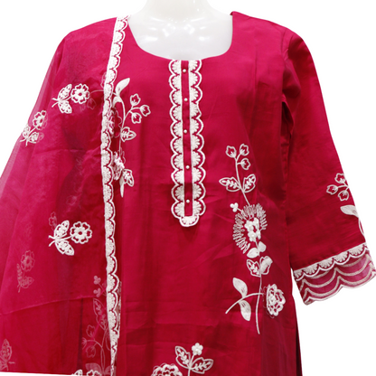 Hot pink Cut Work Suit Set - Buy Online | M&Y Pehnava