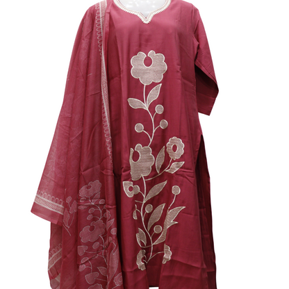 Maroon Thread Work Suit Set - Buy Online | M&Y Pehnava