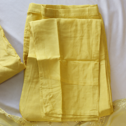 Bright Yellow Embroidered Suit Set