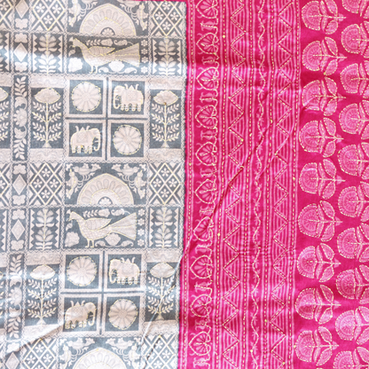 Linen Cotton With Kantha Work Saree