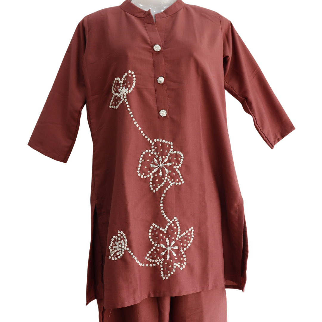 Women’s Silk Hand Work Brown Co-Ord Set for Festivals – Buy Online | M&Y Pehnava