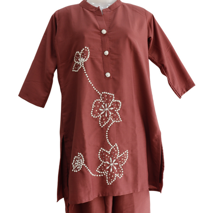 Women’s Silk Hand Work Brown Co-Ord Set for Festivals – Buy Online | M&Y Pehnava