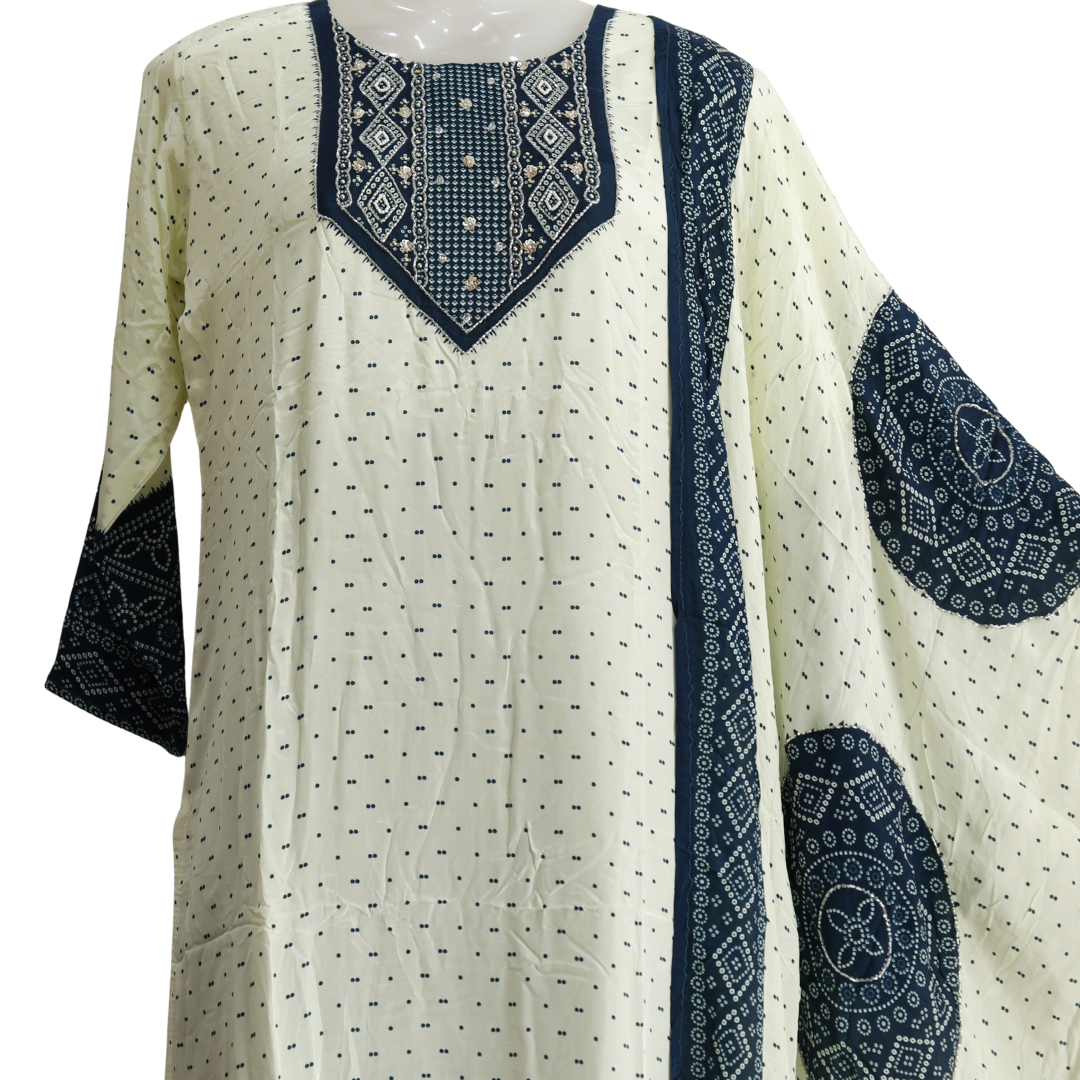 Pure Chinon Hand Work Bandhej Suit Set - Buy Online | M&Y Pehnava