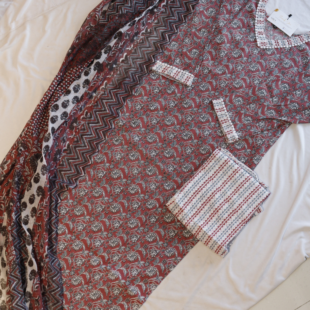 Pure Cotton Block Print Suit Set