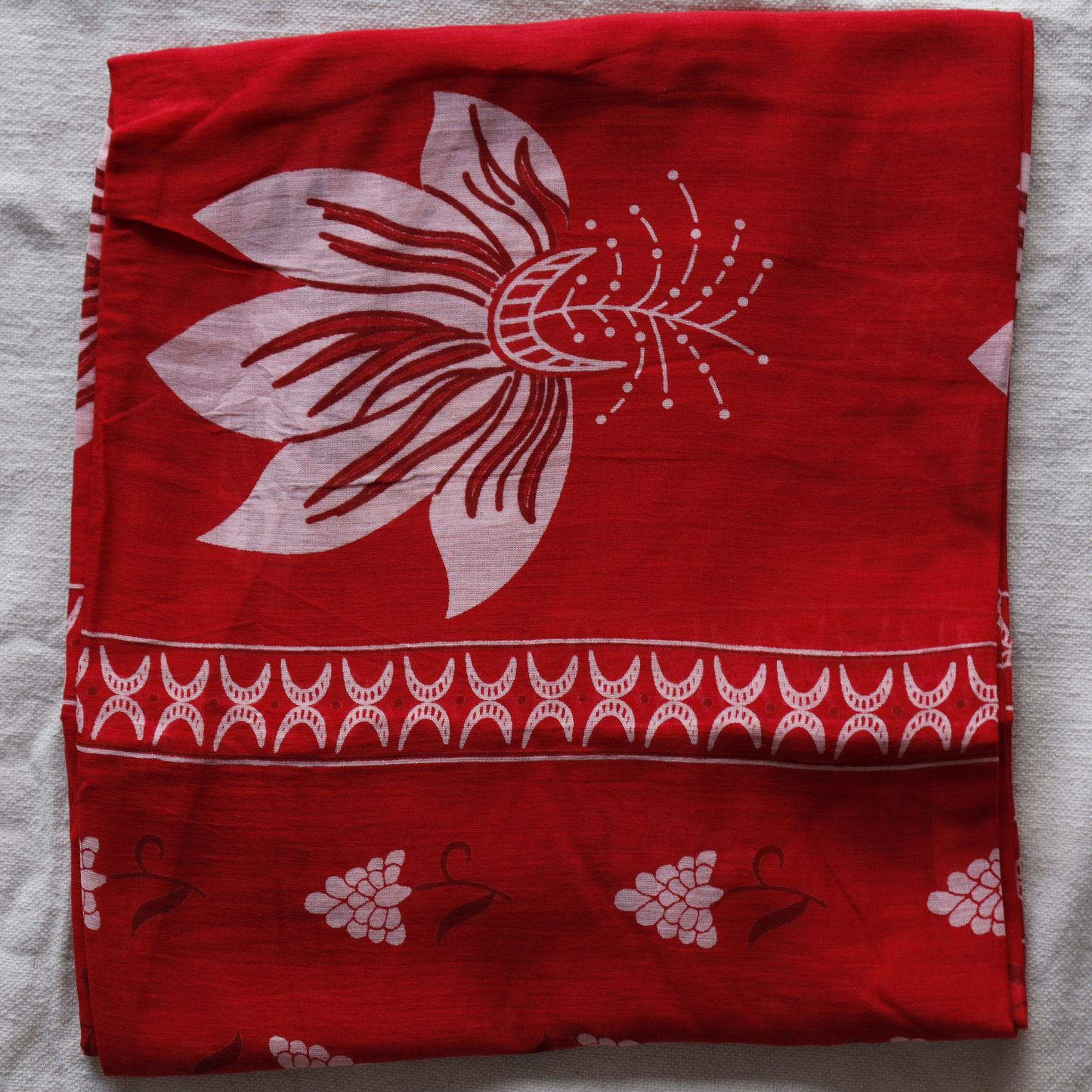 Red Mulmul Cotton Semi Palazzo Set