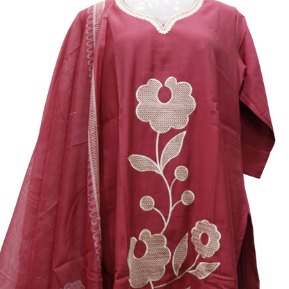 Maroon Thread Work Suit Set - Buy Online | M&Y Pehnava