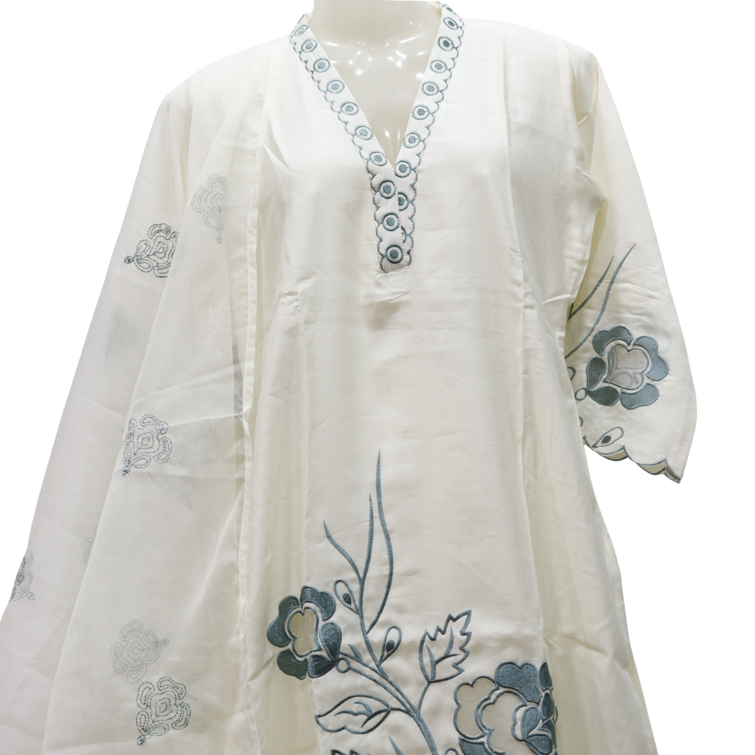 White Cut Work Suit Set - Buy Online | M&Y Pehnava