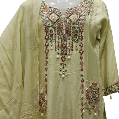 Hand Work Pista Beads Tissue Suit Set - Buy Online | M&Y Pehnava
