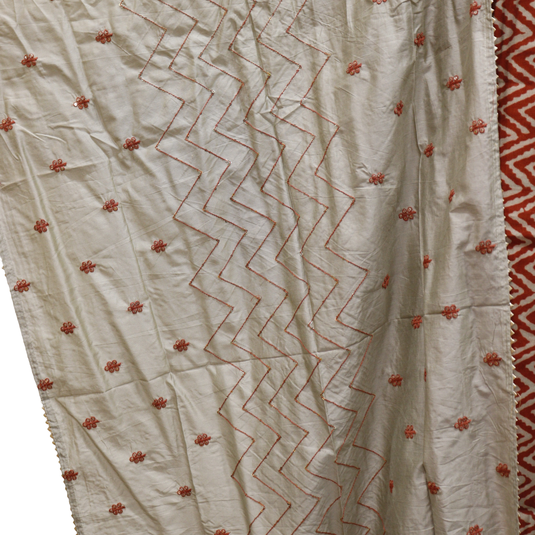 Plus Size Leheriya Brown Suit Set in Silk Fabric | M&Y Pehnava