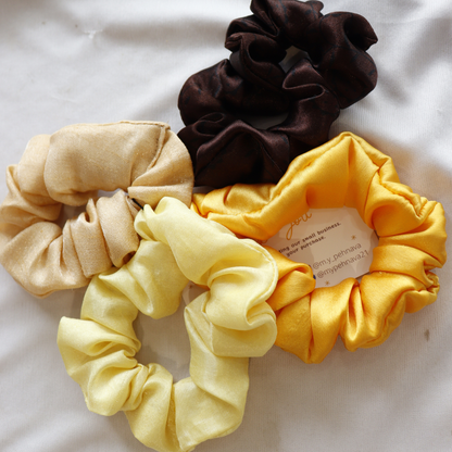 Shades Of Brown & Yellow - Set Of 4 Scrunchies