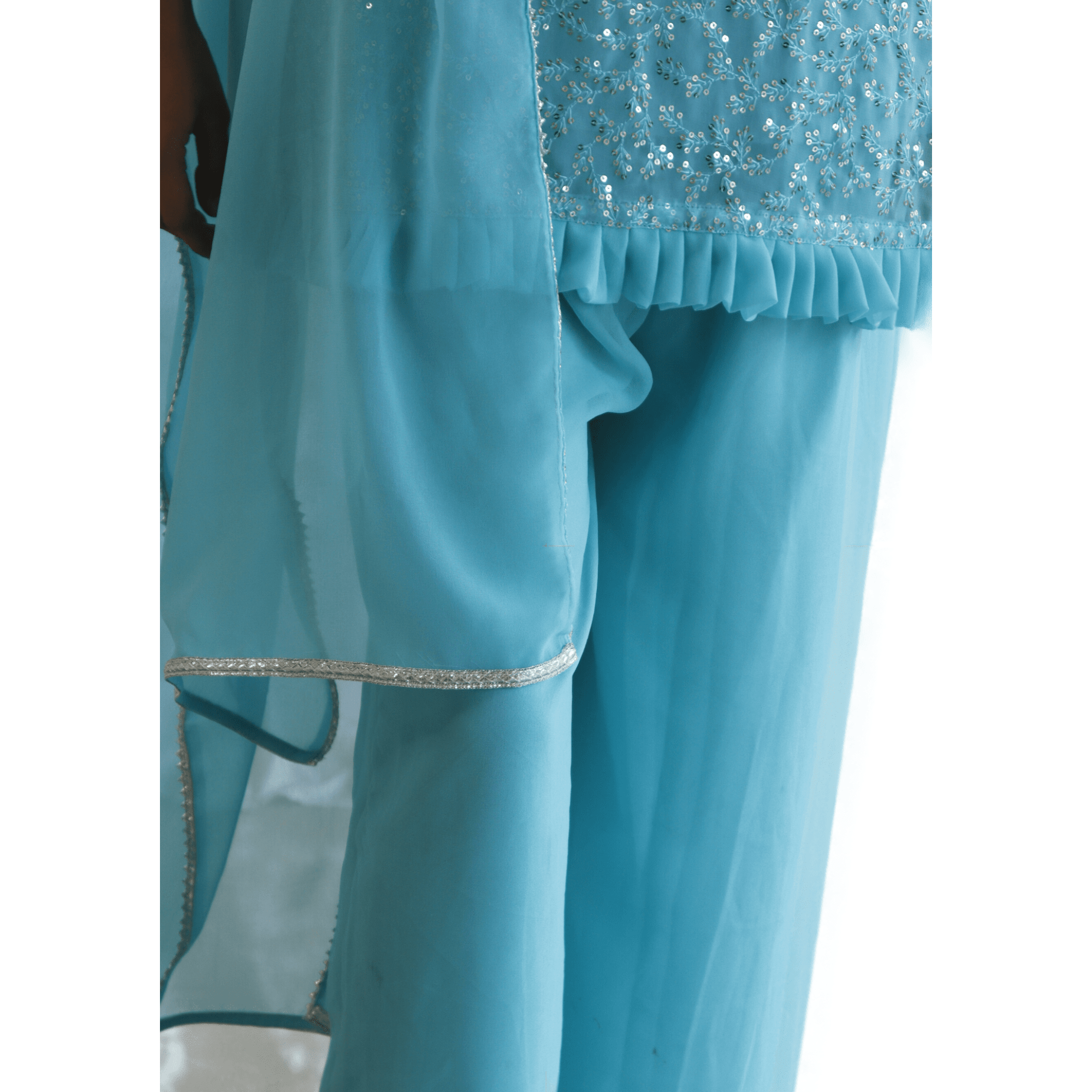 Sky Blue Sequin Work Suit Set - M&Y Pehnava