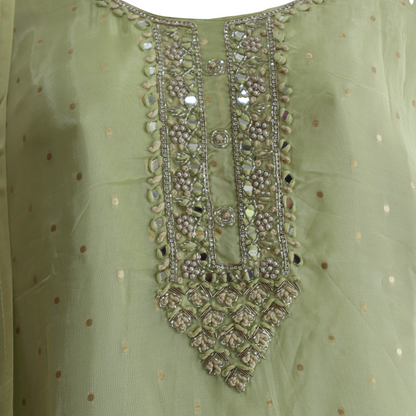Tissue Shimmer Olive Suit Set - Buy Online | M&Y Pehnava