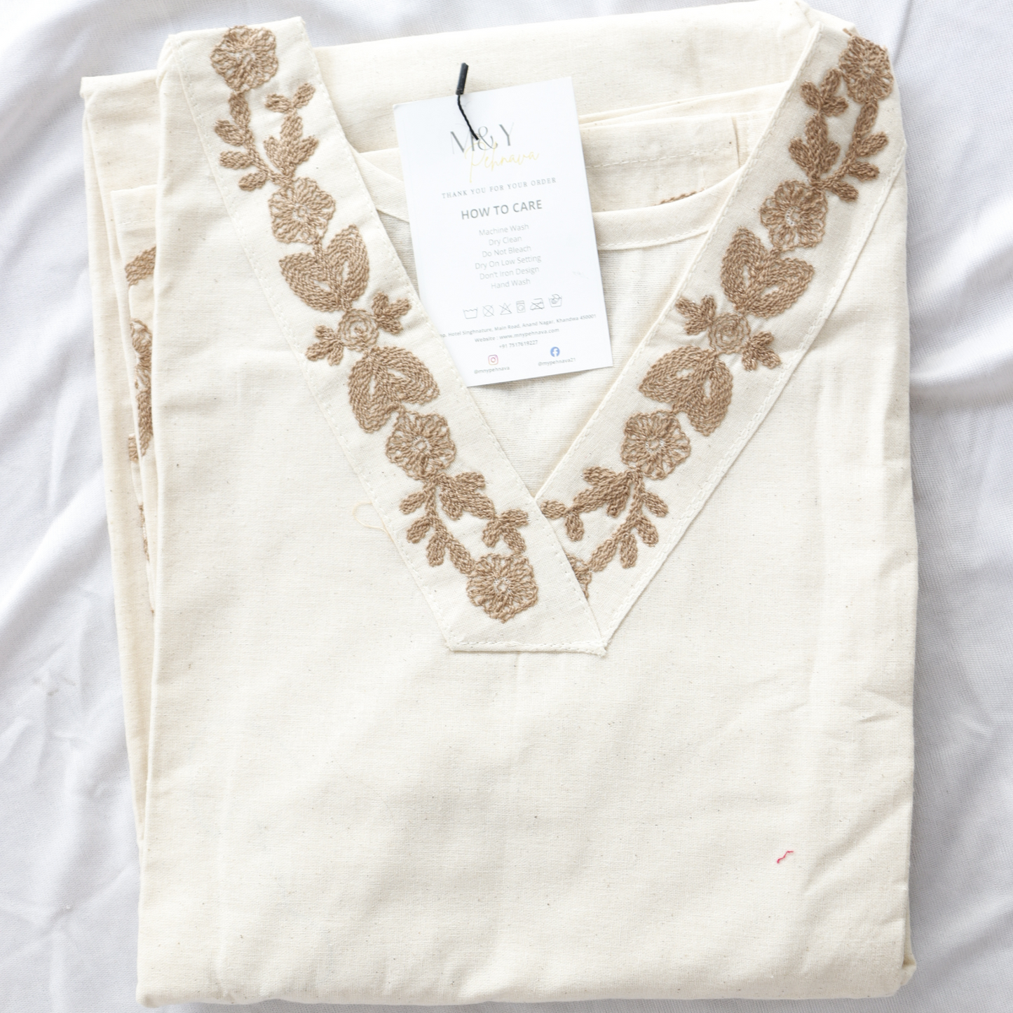 Cream Embroidered Co-Ord Set
