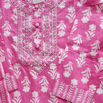 Pink Pure Cotton Suit Set