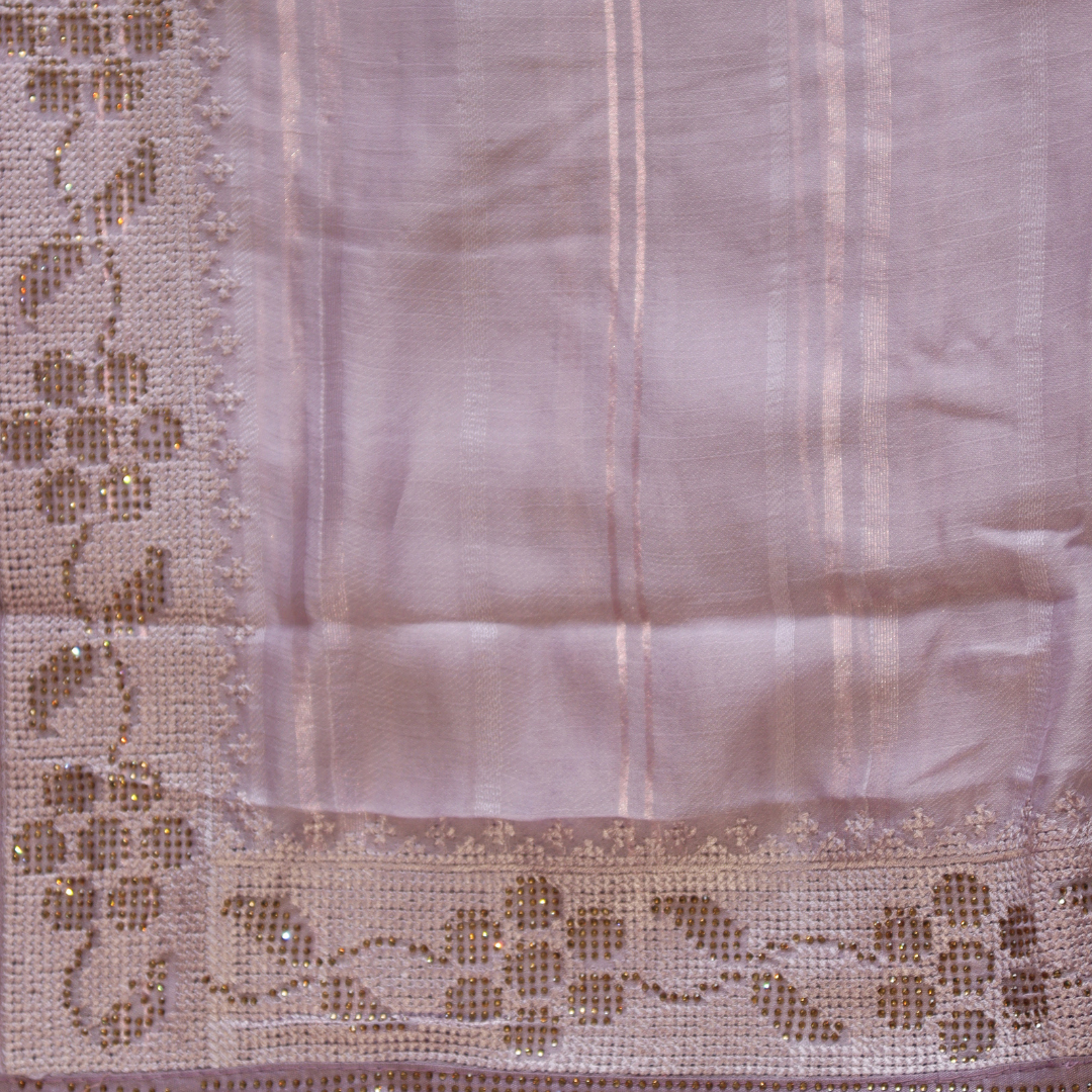 Cross Stitch & Swarovski Work Fancy Saree