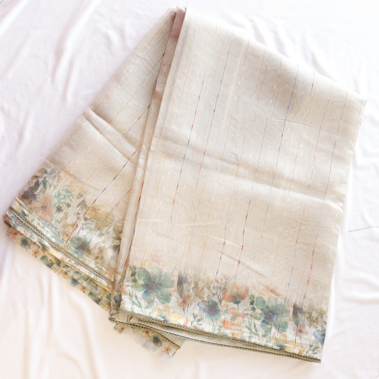 Pure Linen Kantha Weaving Saree