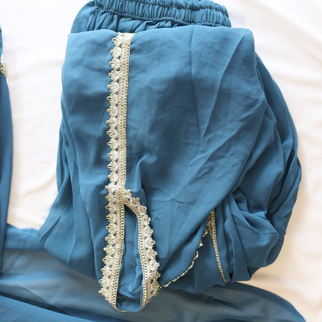 Teal Blue Party Wear Dhoti Suit Set